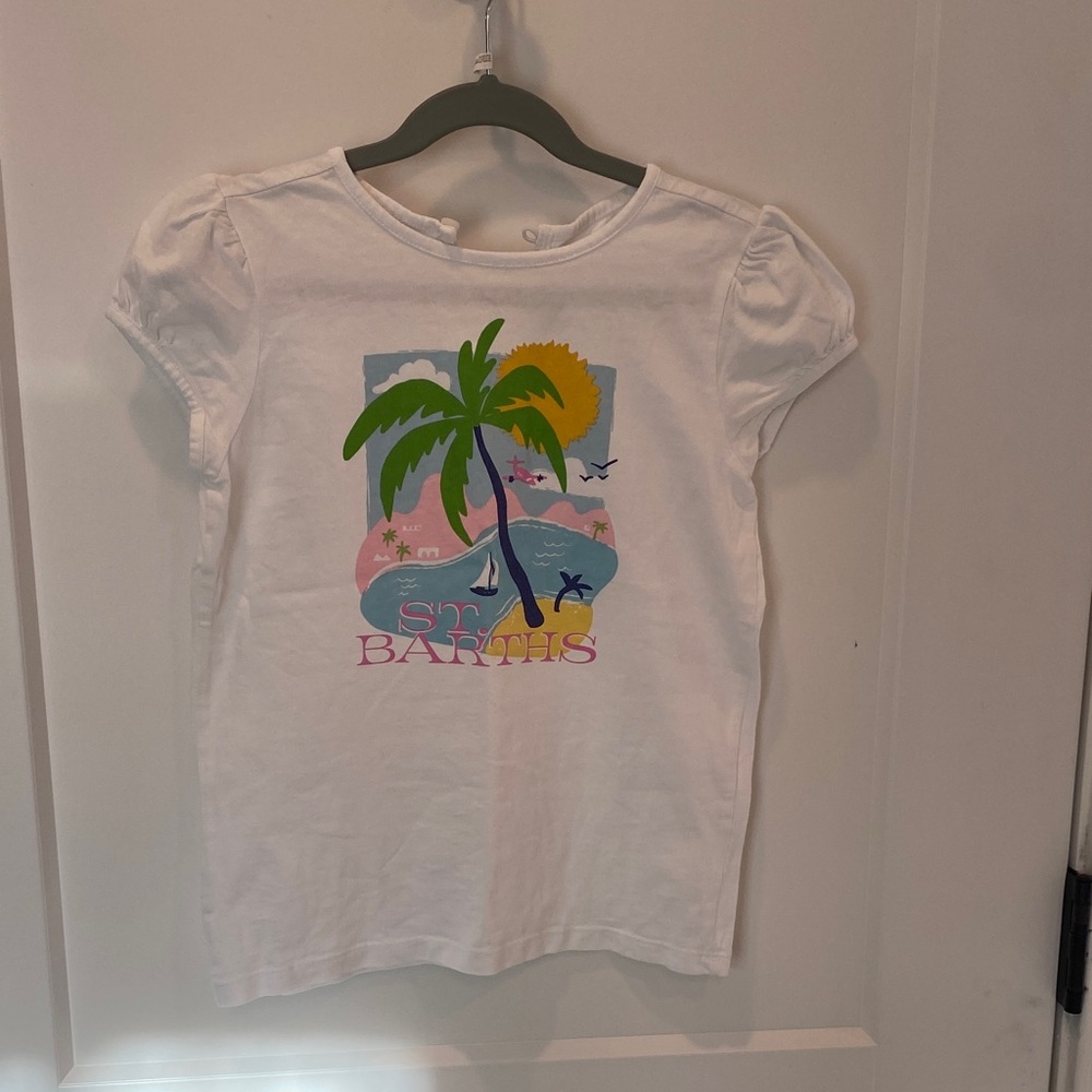White Kids T-Shirt with Palm Tree Print